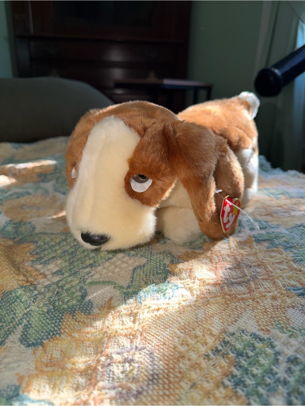Ty Brown and White Basset Hound Plush Dog Toy